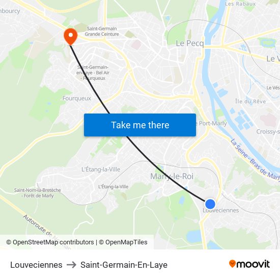 Louveciennes to Saint-Germain-En-Laye map