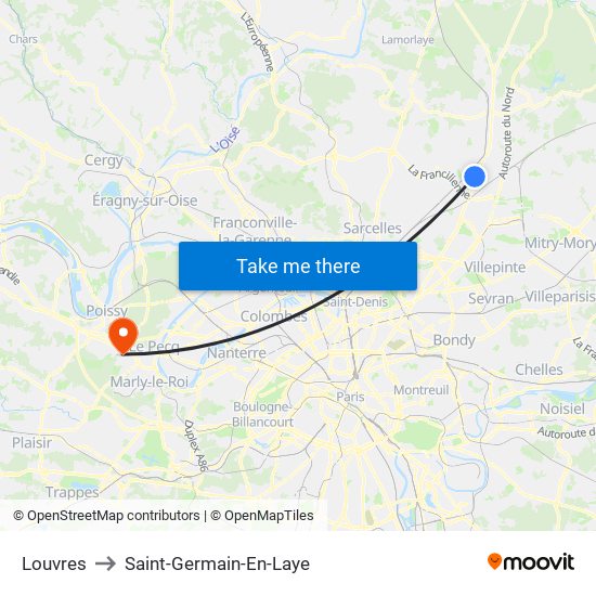 Louvres to Saint-Germain-En-Laye map