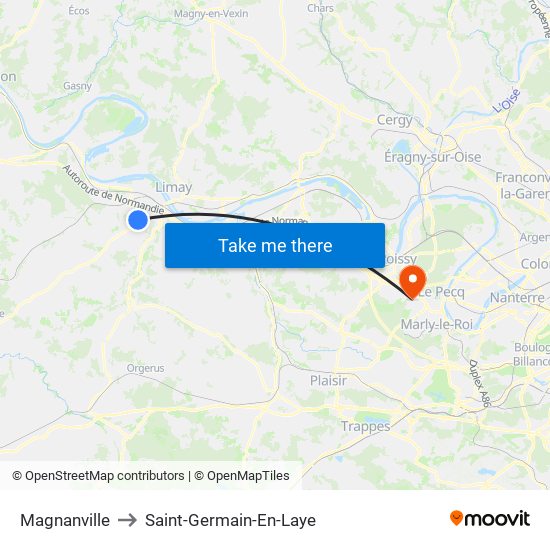 Magnanville to Saint-Germain-En-Laye map