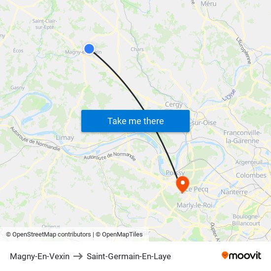 Magny-En-Vexin to Saint-Germain-En-Laye map