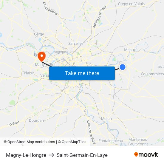 Magny-Le-Hongre to Saint-Germain-En-Laye map