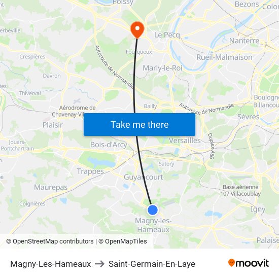 Magny-Les-Hameaux to Saint-Germain-En-Laye map