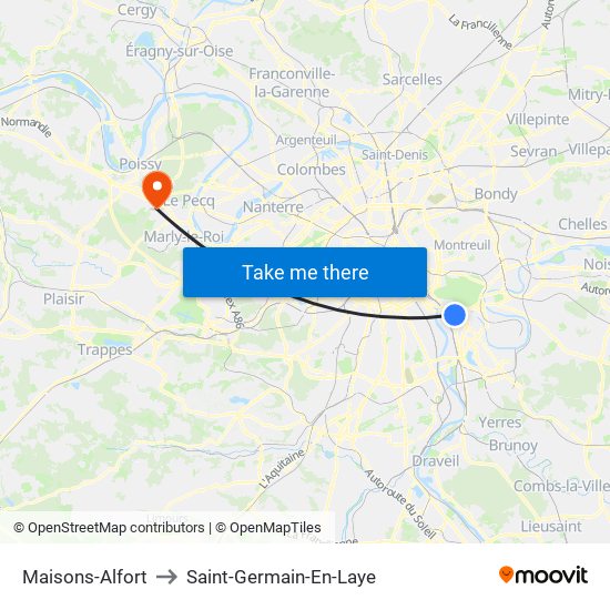 Maisons-Alfort to Saint-Germain-En-Laye map