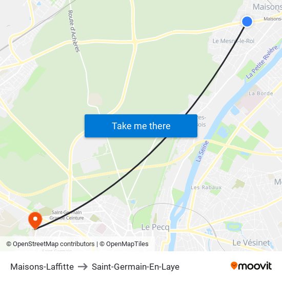 Maisons-Laffitte to Saint-Germain-En-Laye map
