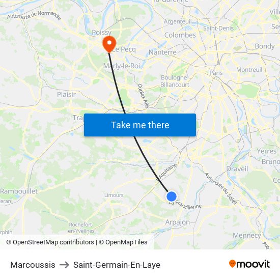 Marcoussis to Saint-Germain-En-Laye map