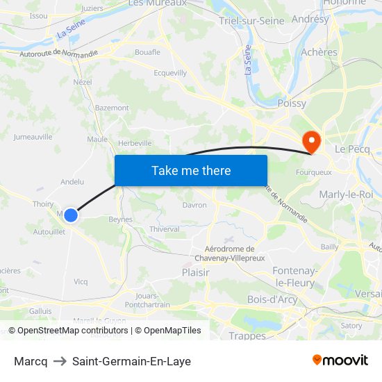 Marcq to Saint-Germain-En-Laye map