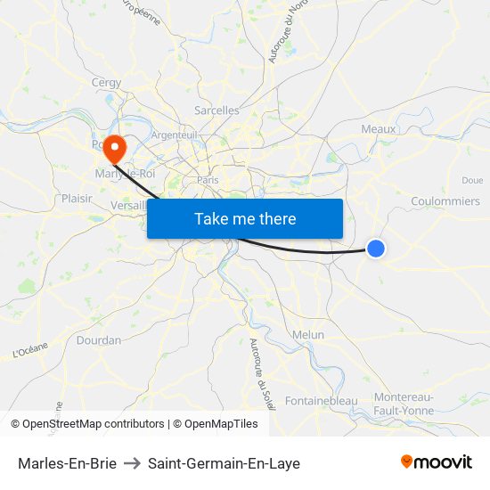 Marles-En-Brie to Saint-Germain-En-Laye map