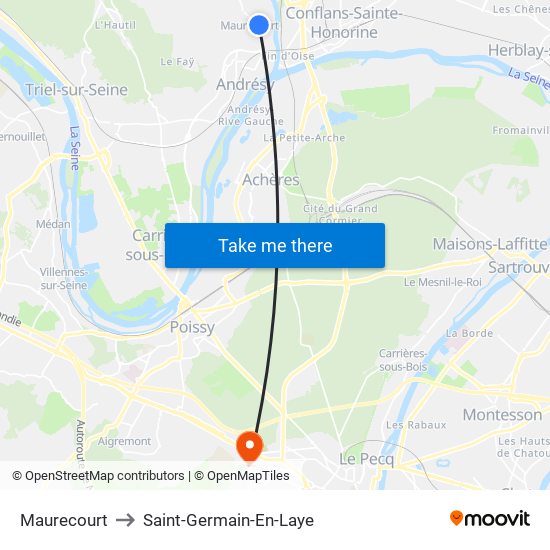 Maurecourt to Saint-Germain-En-Laye map