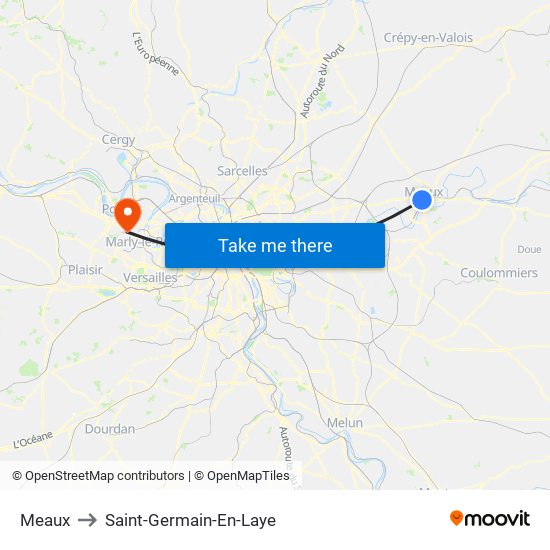 Meaux to Saint-Germain-En-Laye map