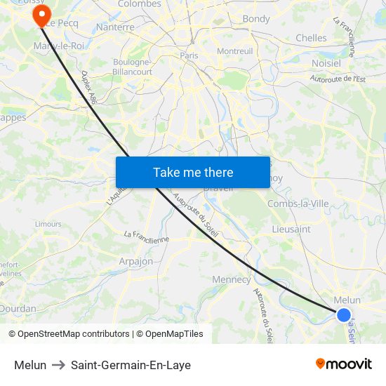 Melun to Saint-Germain-En-Laye map