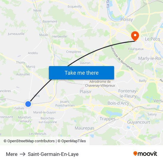 Mere to Saint-Germain-En-Laye map