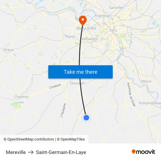 Mereville to Saint-Germain-En-Laye map