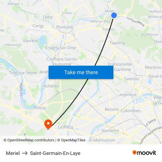 Meriel to Saint-Germain-En-Laye map