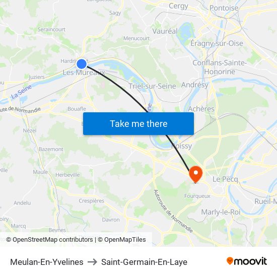 Meulan-En-Yvelines to Saint-Germain-En-Laye map