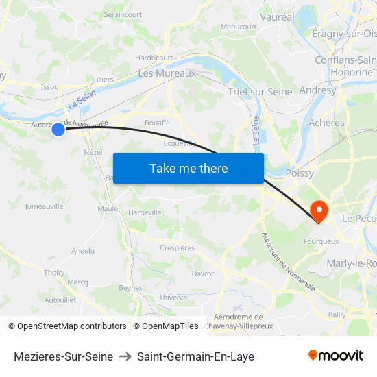 Mezieres-Sur-Seine to Saint-Germain-En-Laye map