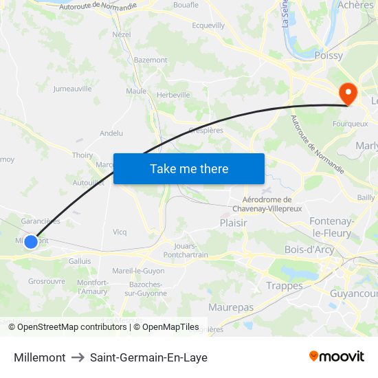Millemont to Saint-Germain-En-Laye map