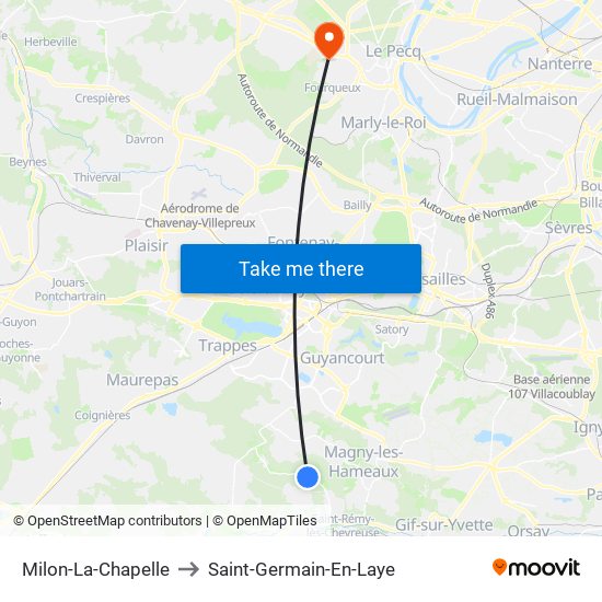 Milon-La-Chapelle to Saint-Germain-En-Laye map
