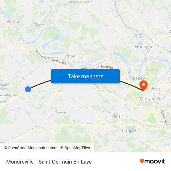 Mondreville to Saint-Germain-En-Laye map