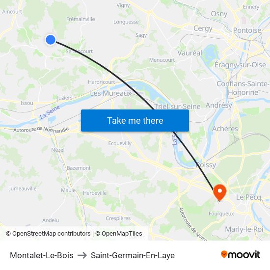 Montalet-Le-Bois to Saint-Germain-En-Laye map