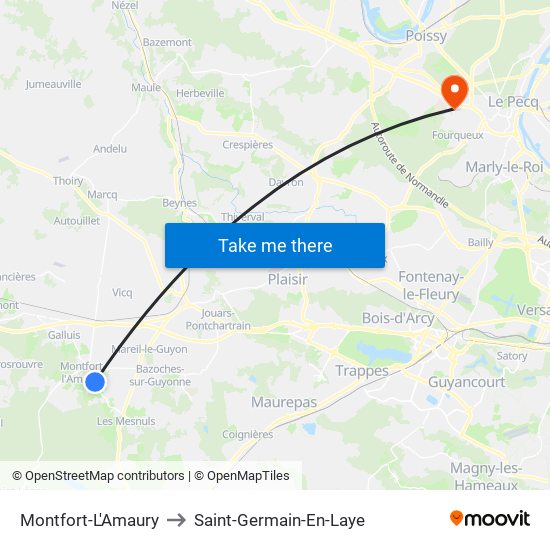 Montfort-L'Amaury to Saint-Germain-En-Laye map