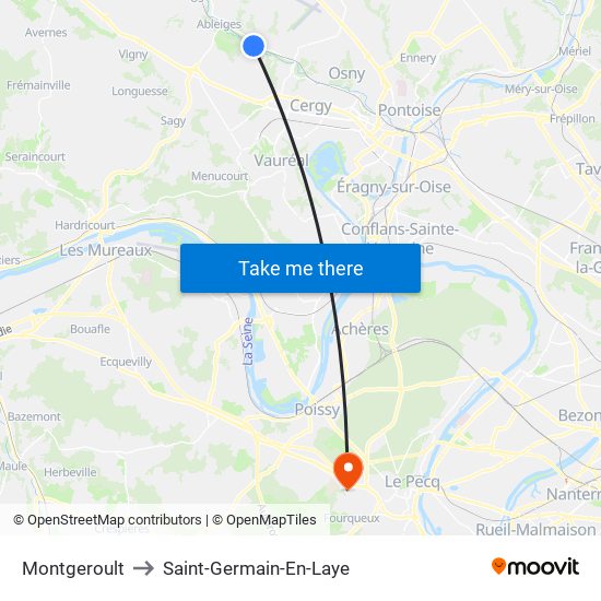 Montgeroult to Saint-Germain-En-Laye map