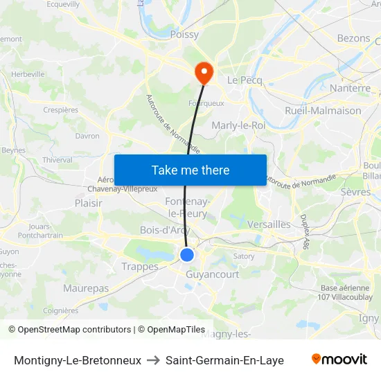 Montigny-Le-Bretonneux to Saint-Germain-En-Laye map