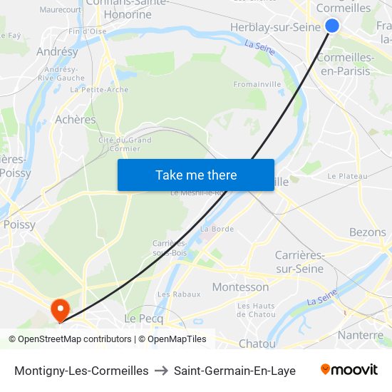 Montigny-Les-Cormeilles to Saint-Germain-En-Laye map