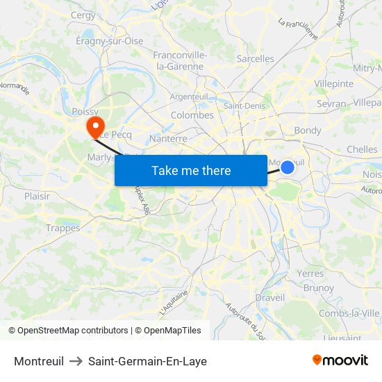 Montreuil to Saint-Germain-En-Laye map