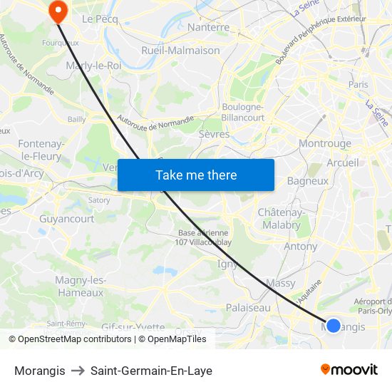 Morangis to Saint-Germain-En-Laye map