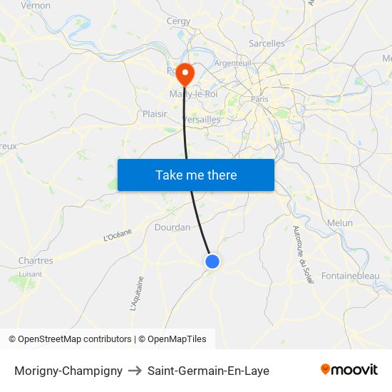 Morigny-Champigny to Saint-Germain-En-Laye map
