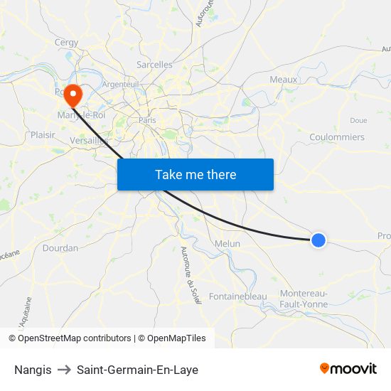 Nangis to Saint-Germain-En-Laye map