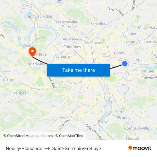 Neuilly-Plaisance to Saint-Germain-En-Laye map