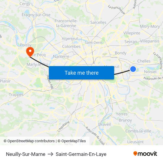 Neuilly-Sur-Marne to Saint-Germain-En-Laye map