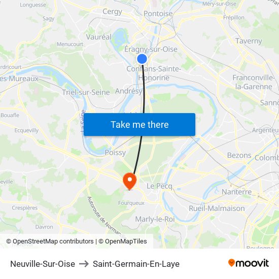 Neuville-Sur-Oise to Saint-Germain-En-Laye map