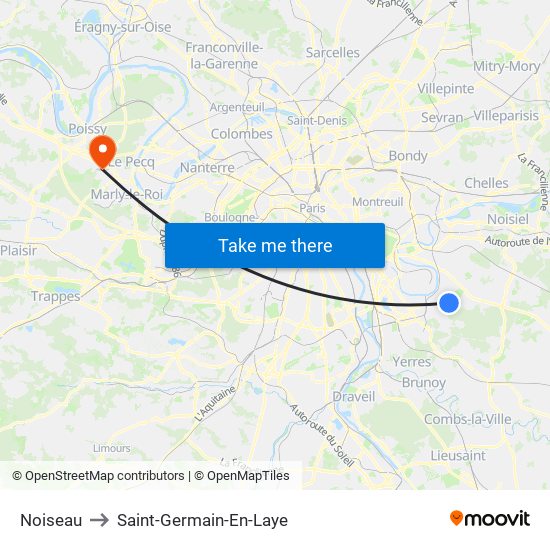 Noiseau to Saint-Germain-En-Laye map