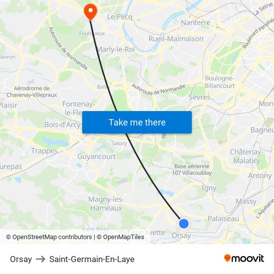 Orsay to Saint-Germain-En-Laye map