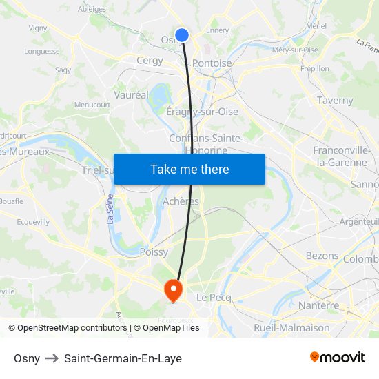 Osny to Saint-Germain-En-Laye map