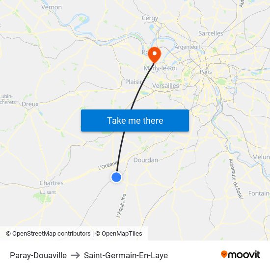 Paray-Douaville to Saint-Germain-En-Laye map