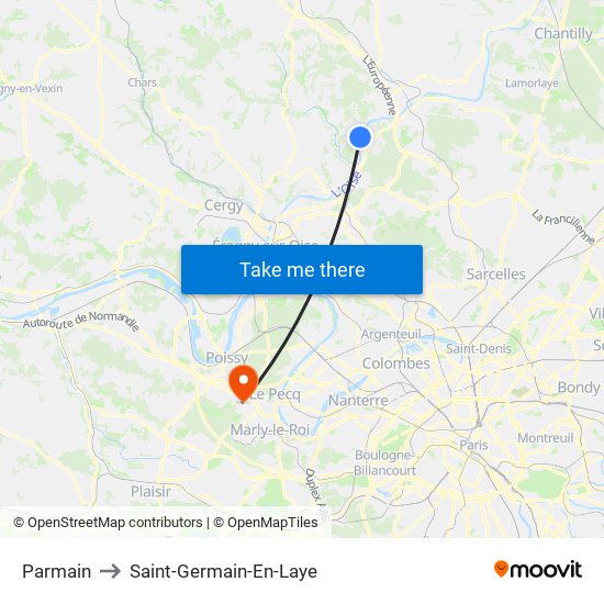 Parmain to Saint-Germain-En-Laye map