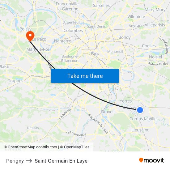 Perigny to Saint-Germain-En-Laye map