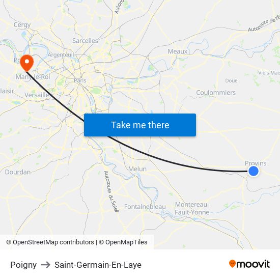 Poigny to Saint-Germain-En-Laye map