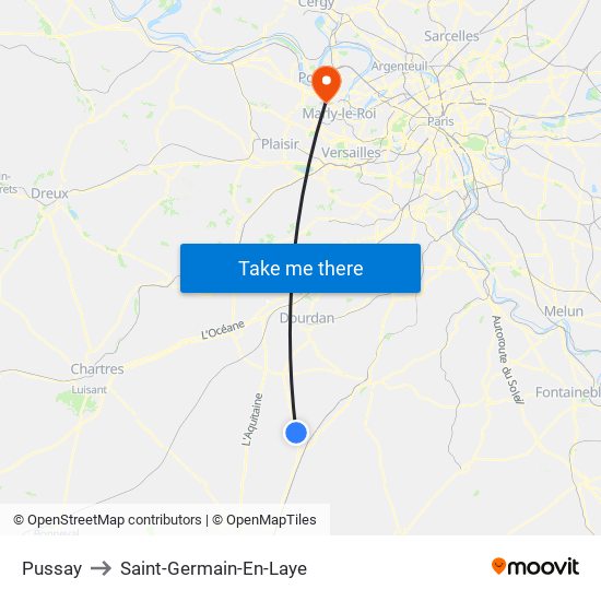 Pussay to Saint-Germain-En-Laye map