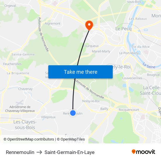 Rennemoulin to Saint-Germain-En-Laye map