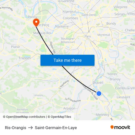 Ris-Orangis to Saint-Germain-En-Laye map