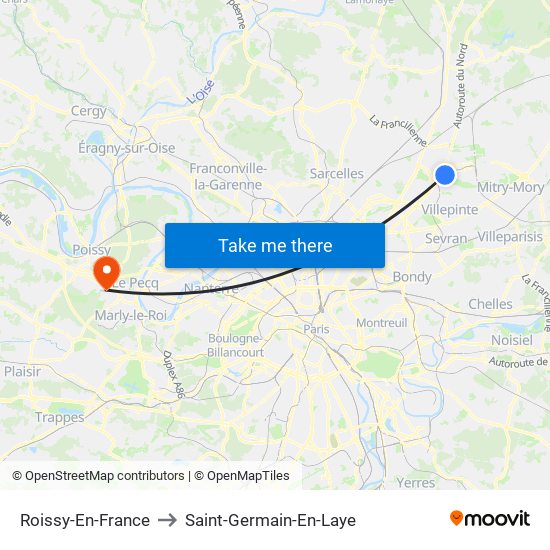 Roissy-En-France to Saint-Germain-En-Laye map