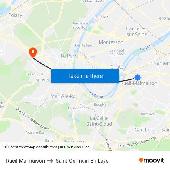Rueil-Malmaison to Saint-Germain-En-Laye map