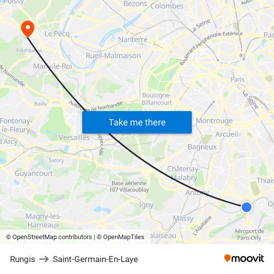 Rungis to Saint-Germain-En-Laye map