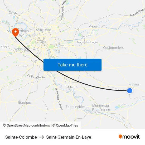 Sainte-Colombe to Saint-Germain-En-Laye map