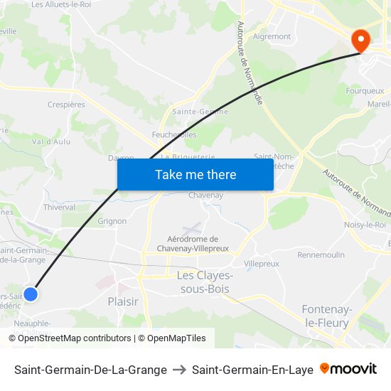 Saint-Germain-De-La-Grange to Saint-Germain-En-Laye map