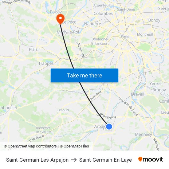 Saint-Germain-Les-Arpajon to Saint-Germain-En-Laye map